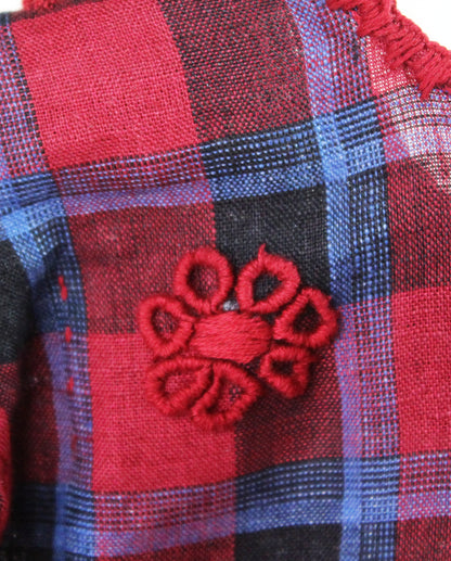 Vestido infantil de lino bordado Aguacatenango. Rojo