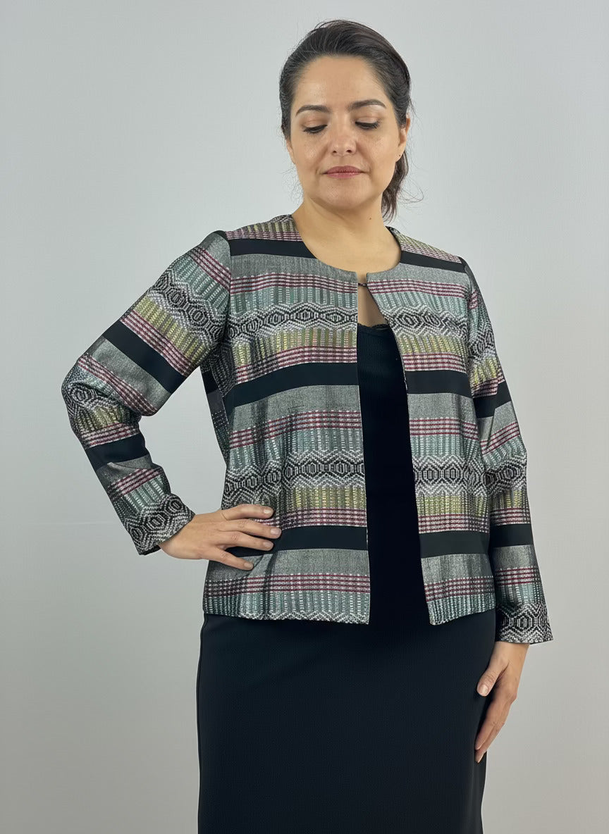 Saco Chiapas tela artesanal sedalina, vista frontal.