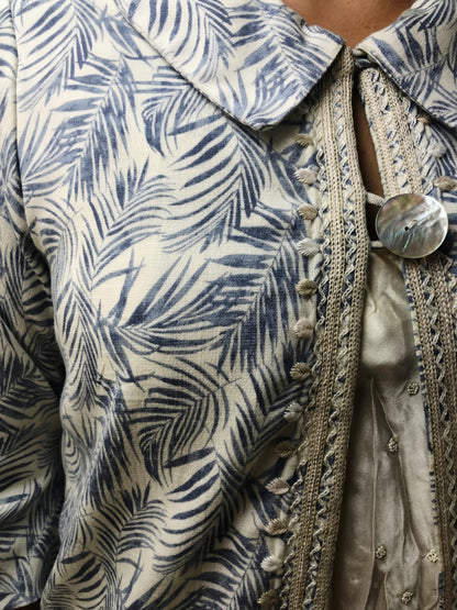 Saco de Rayón Palmas Bordado Chamula, detalle del estampado y bordado.