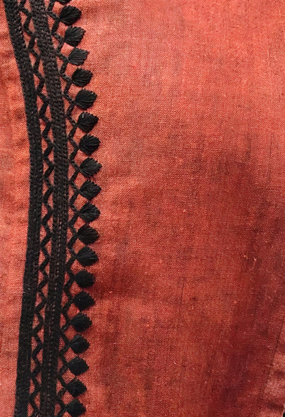Saco de lino botón coco Bordado Chamula detalle del bordado