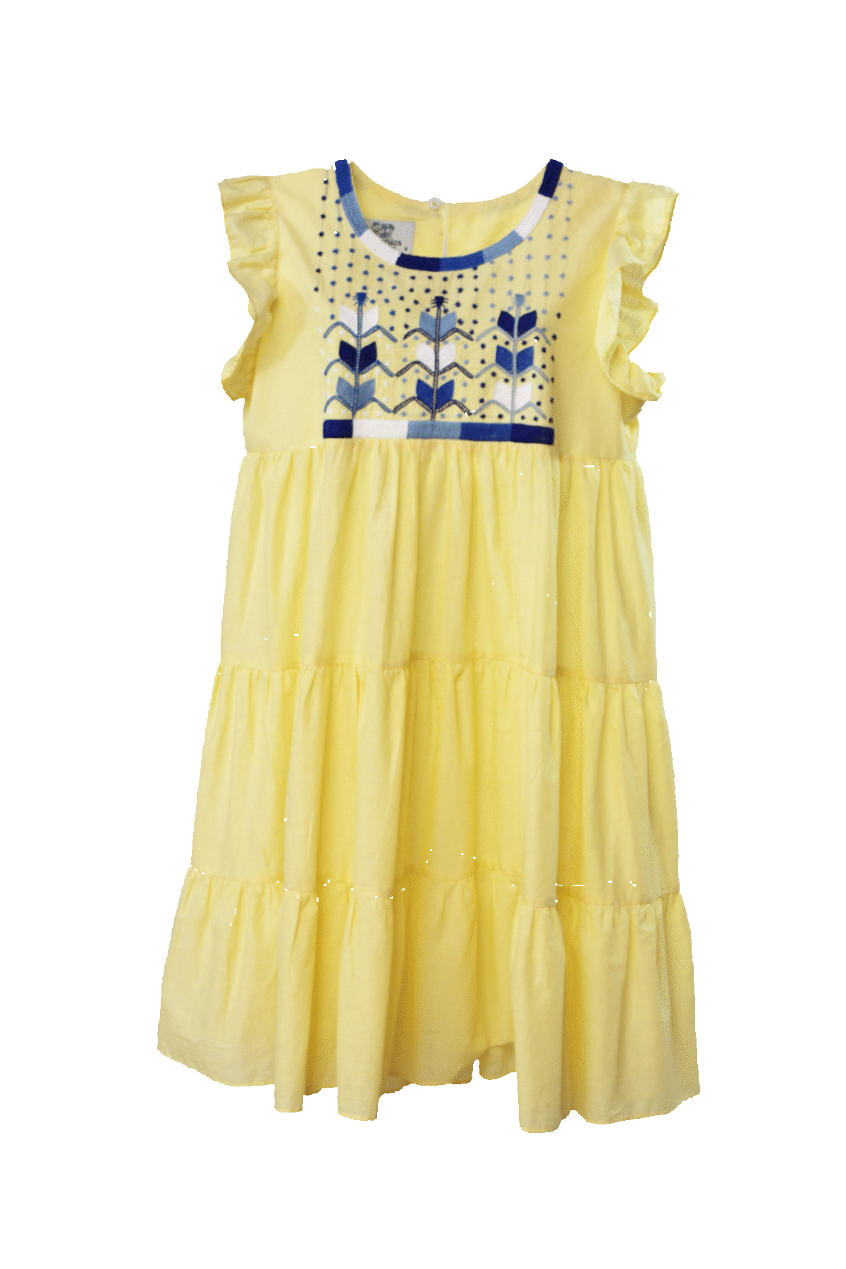 Vestido 3 olanes milpa color amarillo vista frontal 