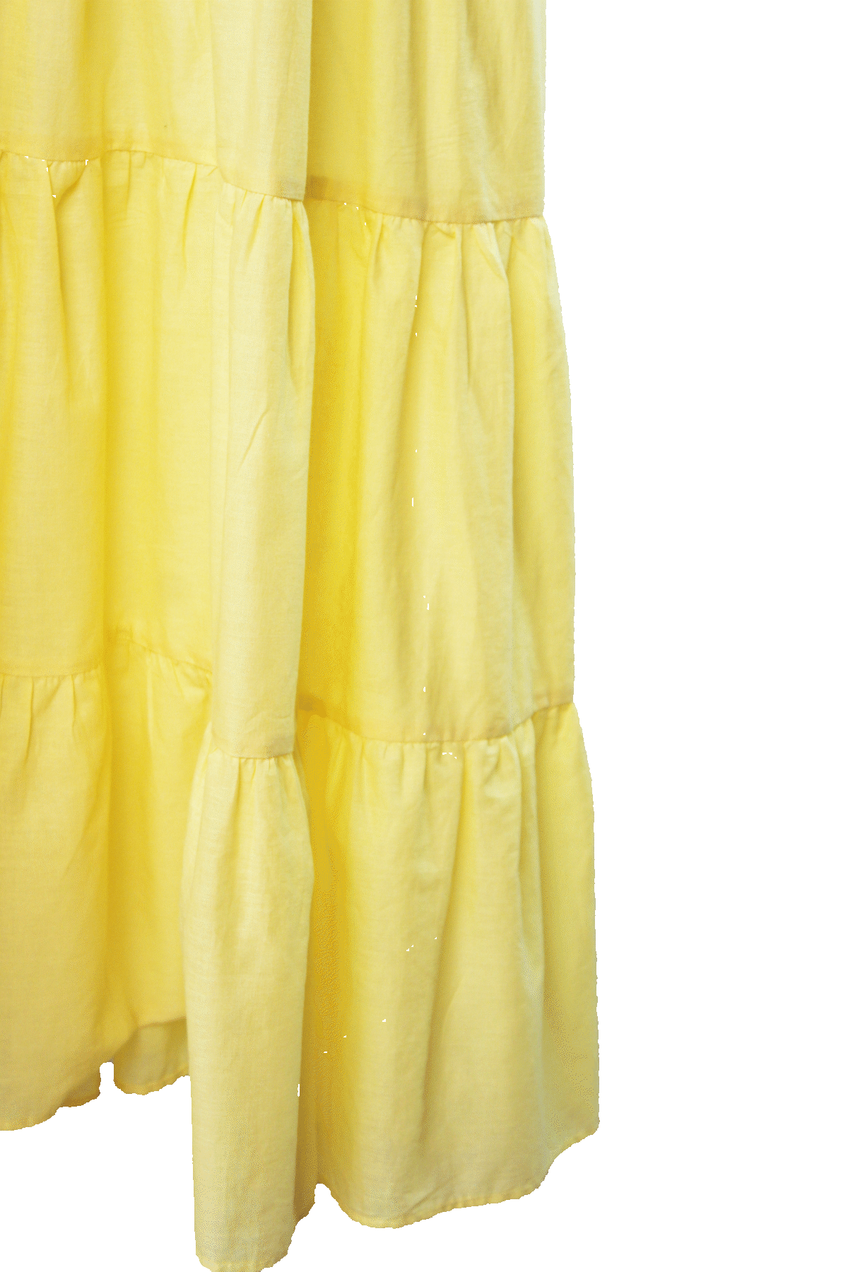 Vestido 3 olanes milpa color amarillo, detalle de la tela