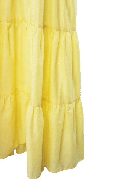 Vestido 3 olanes milpa color amarillo, detalle de la tela