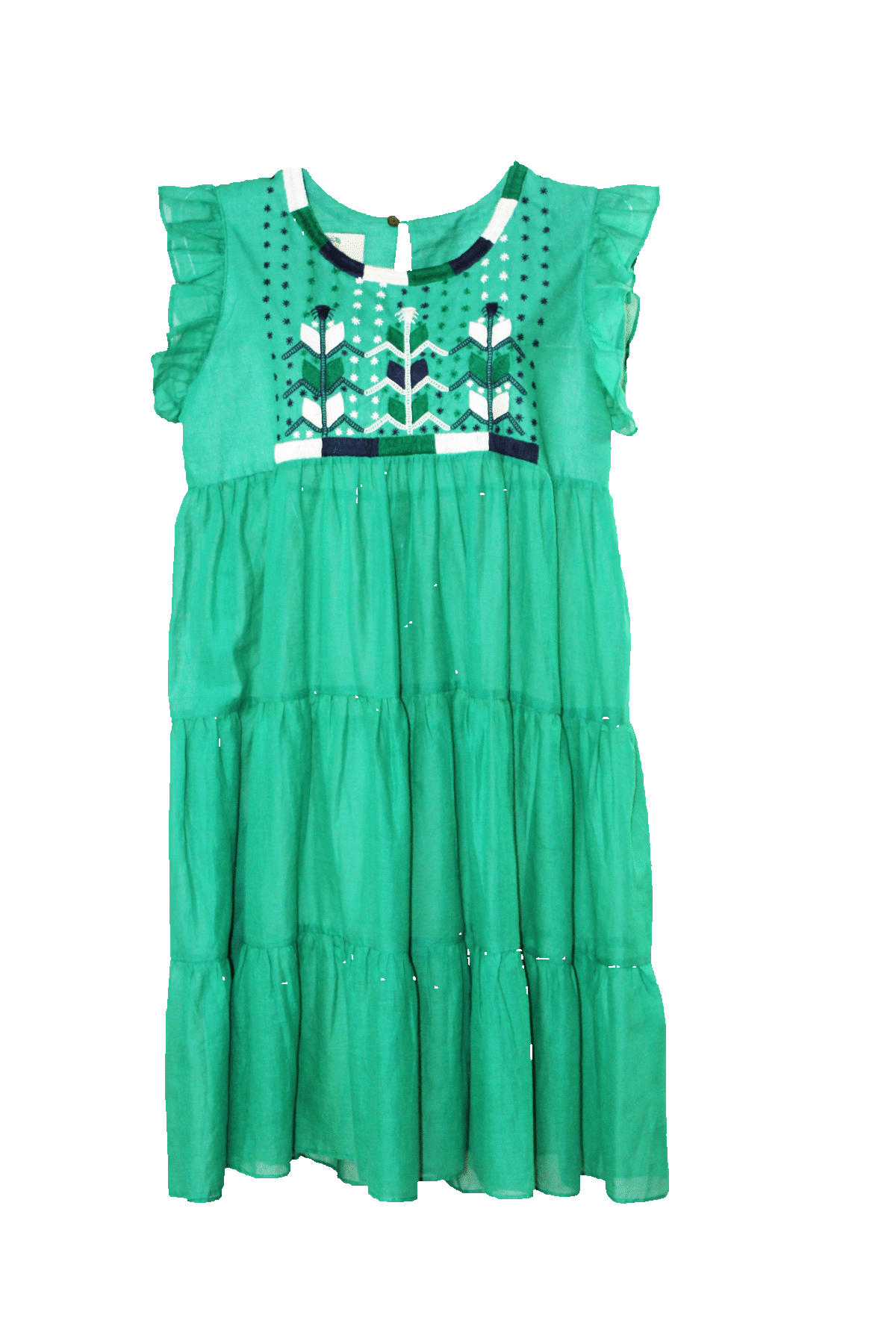 Vestido 3 olanes milpa color verde vista frontal 