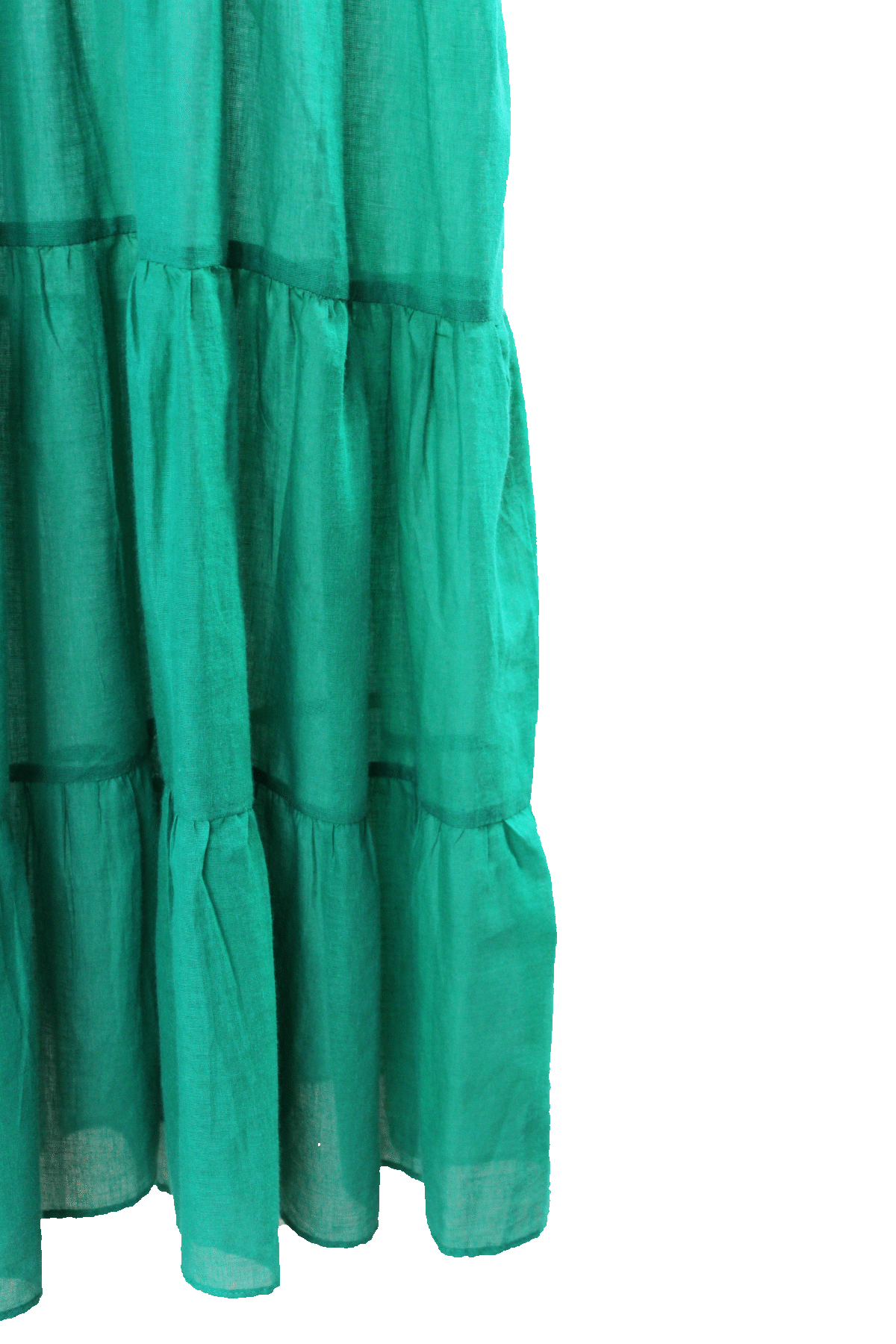 Vestido 3 olanes milpa color verde, detalle de la tela