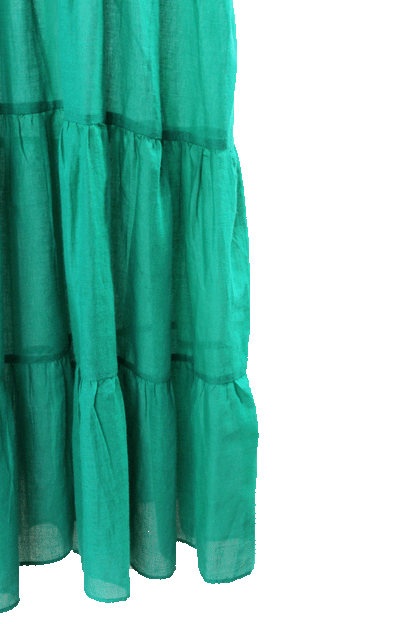 Vestido 3 olanes milpa color verde, detalle de la tela