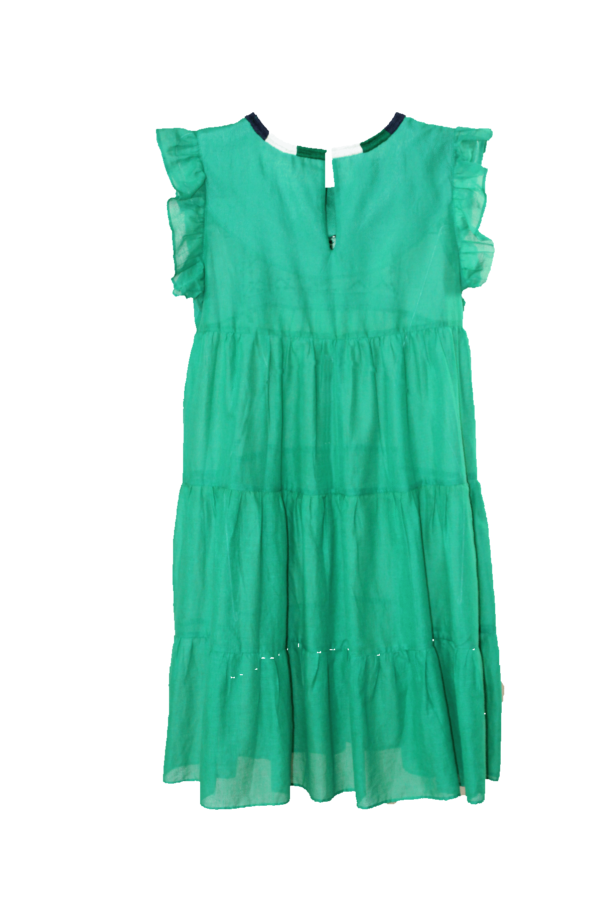 Vestido 3 olanes milpa color verde, vista posterior