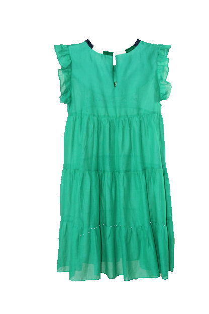 Vestido 3 olanes milpa color verde, vista posterior