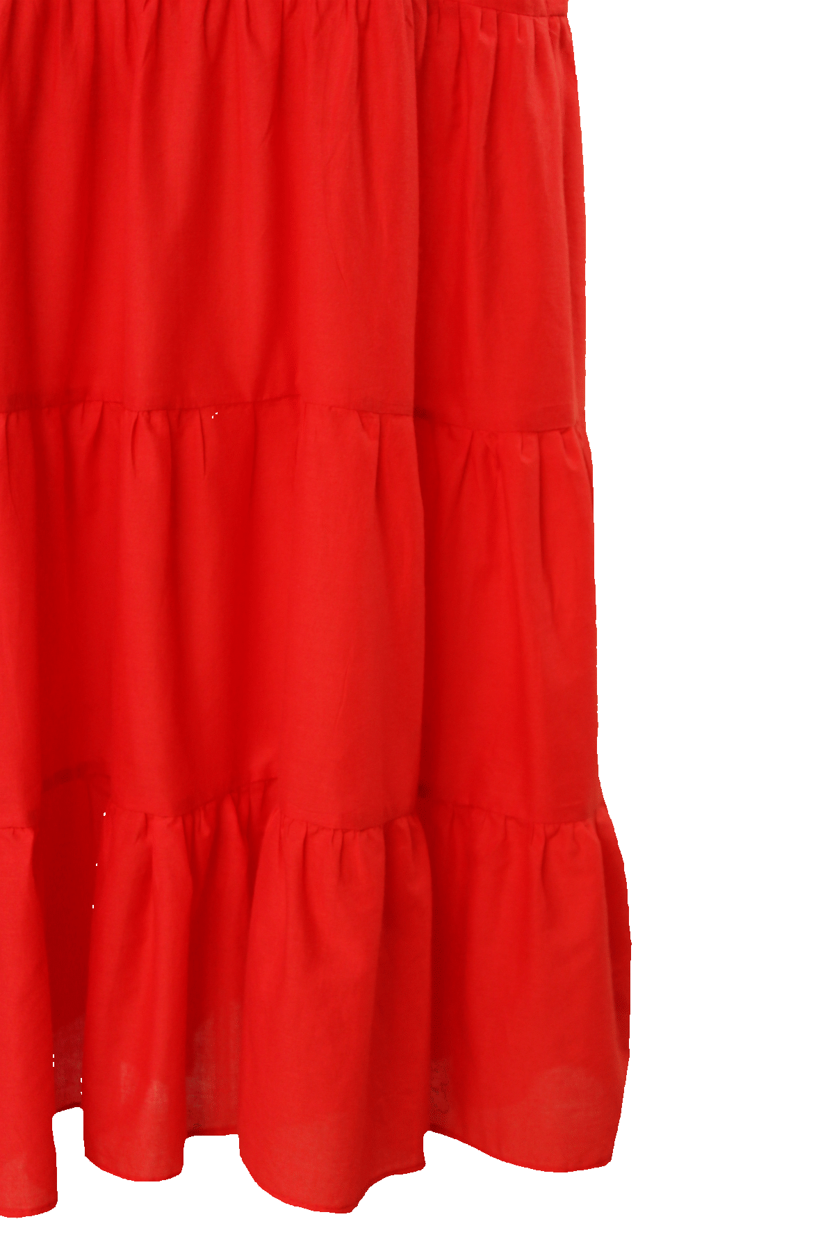 Vestido 3 olanes milpa color rojo, detalle de la tela