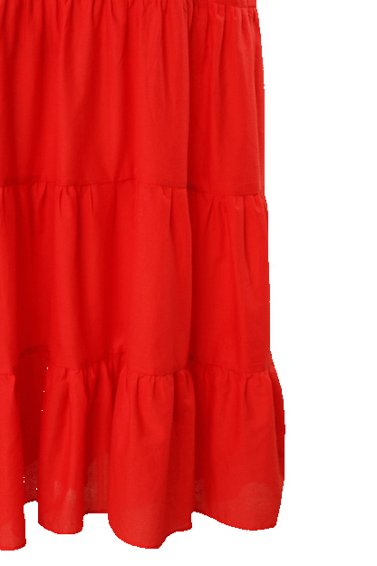 Vestido 3 olanes milpa color rojo, detalle de la tela