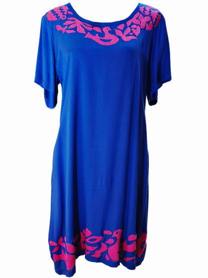 Vestido Palomas color azul, vista delantera.