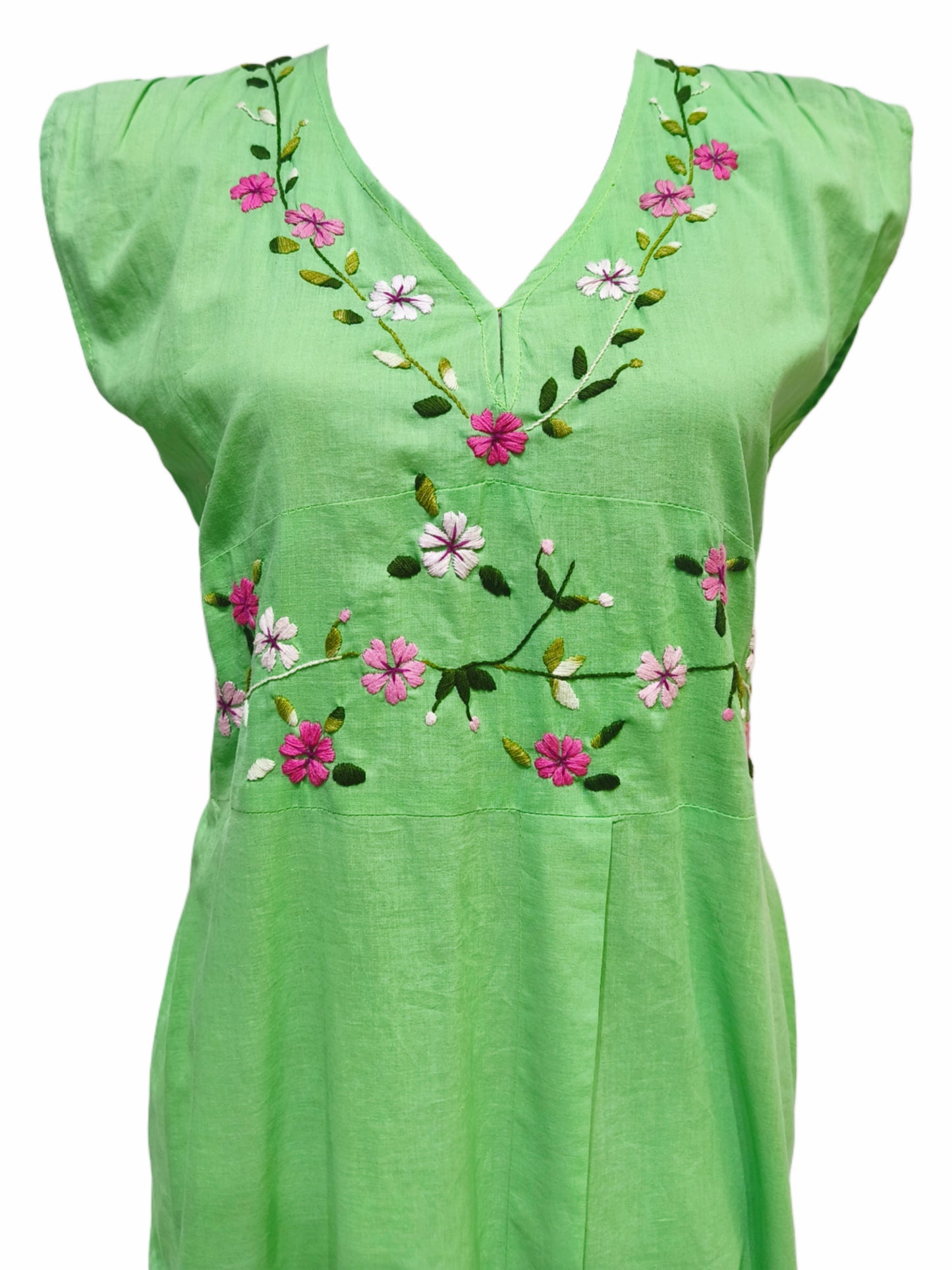 Vestido de algodón Bordado Durazno, detalle del bordado.
