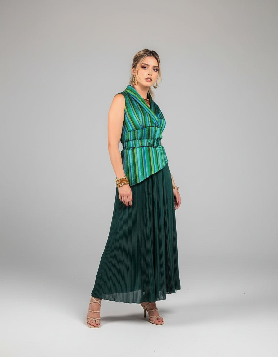 Blusa Chiapas Telar de Pedal con Cinturón