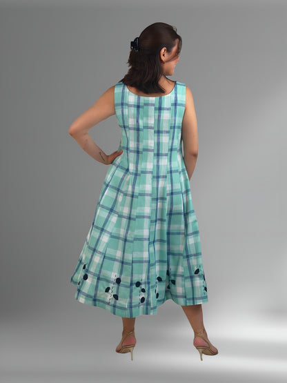 Vestido cuchillas estampado de lino