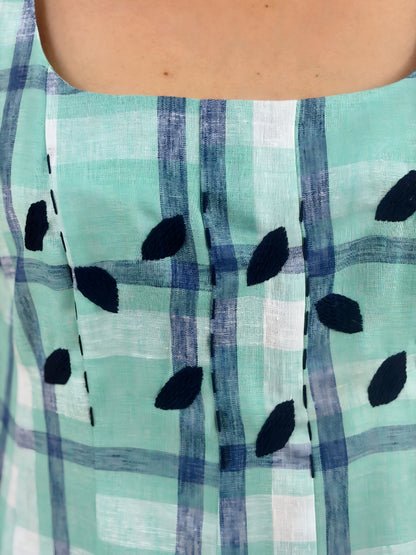 Vestido cuchillas estampado de lino