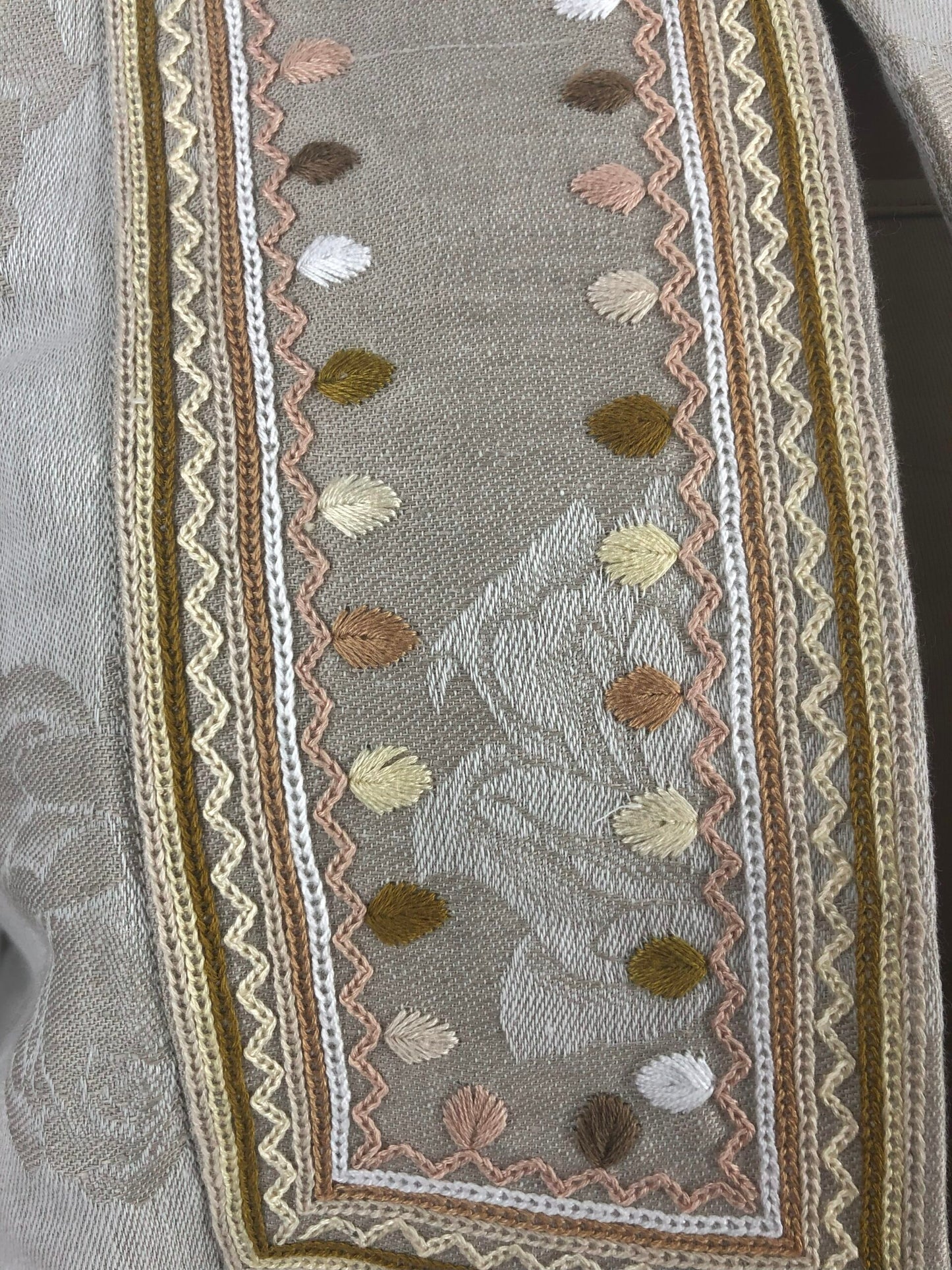 Saco de Lino Rosas Color Borde Beige. Chamula.