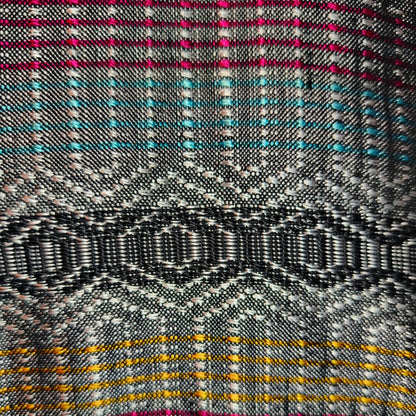 saco tela artesanal seda azul rojo amarillo